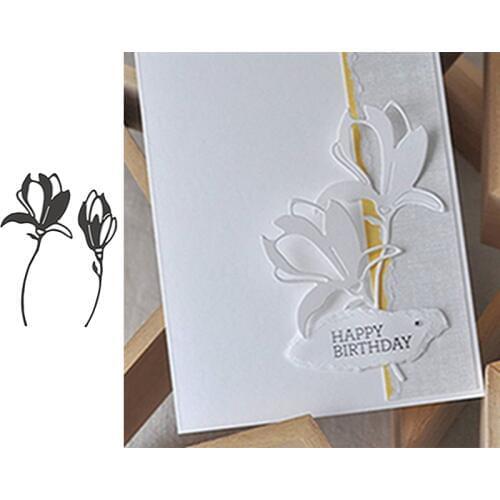 Two Magnolias Metal Cutting Dies Stencils for DIY Scrapbooking Album Stamp Paper Card Embossing New 2019 Die Cut
