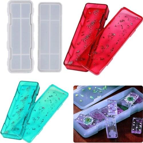 C9GF Pencil Box Resin Mold Diy Crystal Epoxy Mold Stationery Box Mold School Supplies Office Stationery Box Silicone Mold