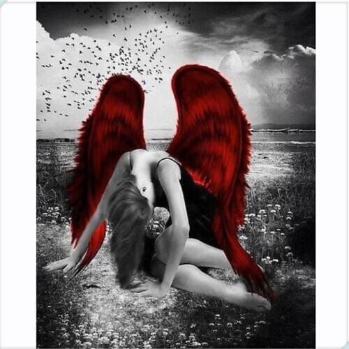 Hot sale Red wing fallen angel 5D Diamond Painting Cross Stitch Full Diamond Painting Home Decor DIY Diamond Embroidery NEW020