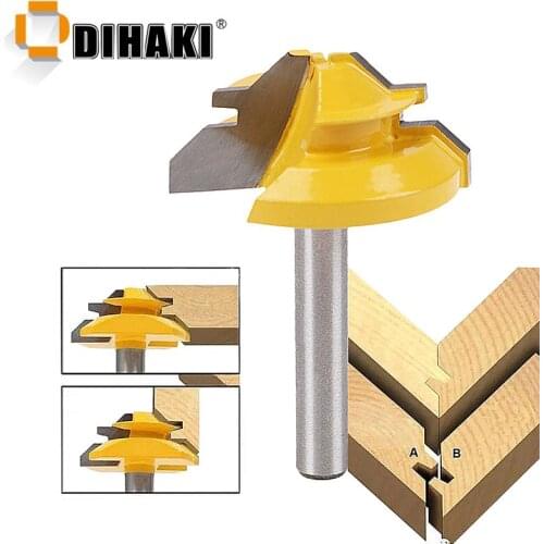 1/4” Shank 6.35MM 45 Degree Lock Miter Router Bit Woodworking Tenon Milling Cutter Tool Drilling Milling For Wood Carbide Alloy