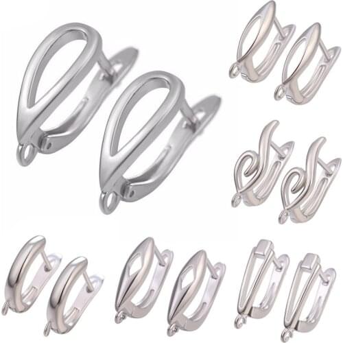 JUYA New 4 Pcs\lot Silver Color Earrings Hooks Clasps Supplies For Earrings Making DIY Handmade Jewelry Findings Accessories