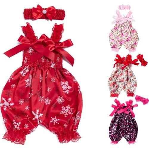 2PCS Newborn Infant Toddler Baby Dress Rose&Love&Snow Playsuit Satin Girls & Boys Bloomers Kids Clothes