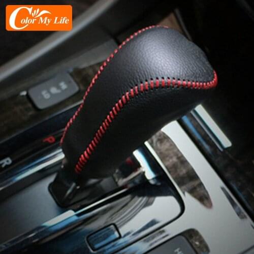 Leather AT Car Gear Shift Collars Fit for Honda Accord 8th 9th 9.5th 2008 - 2017 Interior Handbrake Covers Gear Shift Knob Cover