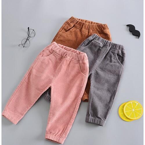 1 2 3 4 5 Year Toddler Girl Pants Fashion Corduroy Elastic Waist Boys Harem Pants Casual Pocket Trousers Kids Pants High Quality