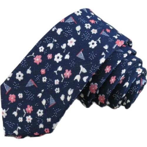 Vogue of new high-quality of dark blue tie Red and white small broken flower design navy man necktie necessary