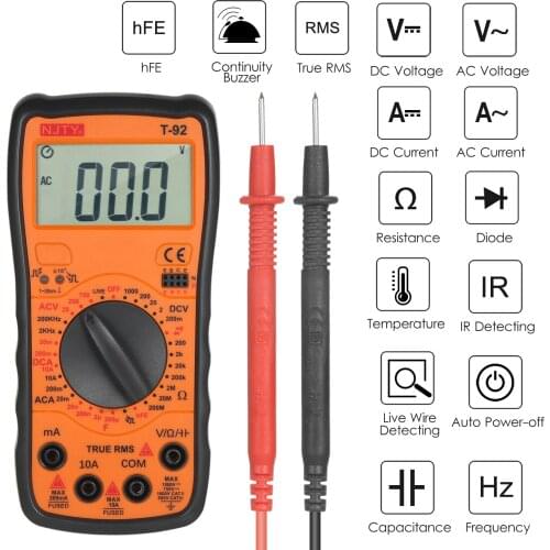 NJTY True RMS 2.6-inch LCD Digital Multimeter Multipurpose Measuring AC/DC Current AC/DC Voltage Resistance Capacitance