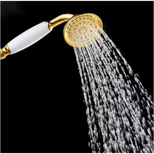 High quality Gold Telephone Style Bathroom Shower Head Water Saving Hand-held Sprayer Tap Banheiro Lavabo Ducha white ceramic