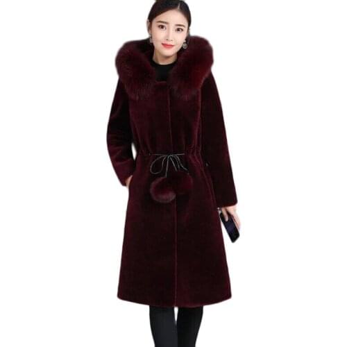 New Women Long Mink Velvet Jacket Autumn Winter Faux Fur Hooded Overcoat Womens Plus Size Thick Warm Mink Velvet Faux Fur Coat