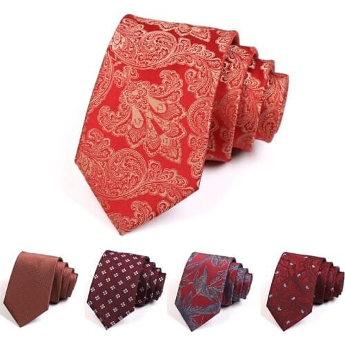 New Design Groom Wedding Party Tie High Quality 7CM Red Ties For Men Business Suit Necktie Classic Wedding Ceremony Neck Tie