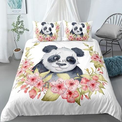 Fun Dancing Panda Pattern Bedding 2/3 Home Textiles 3D Cartoon Animal Pattern Down Quilt Cover Pillow Cover