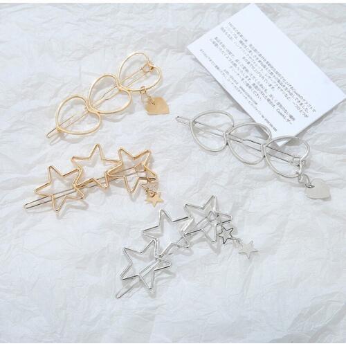 Heart Star Metal Hair Clips For Women Korea Barrettes Fashion Gold Hairpins Hairgrips Hair Accessories Bobby Pin Jewelry