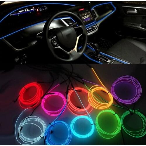5M Car Interior Lighting LED Strip Decoration Garland Wire Rope Tube Line flexible Neon Light With Cigarette Drive USB