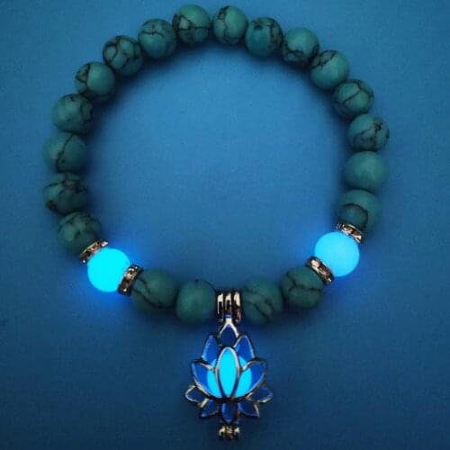 Luminous Beads For Jewelry Making Glow In The Dark Acrylic Beads Bracelet Beaded Lotus Flower Woman Men Hole