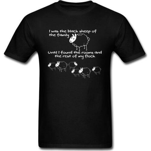 Tops & Tees Black Sheep T Shirt Funny Men Clothes Simple Cartoon Tshirt Cute Design Mens T-shirts Summer Cotton Clothes
