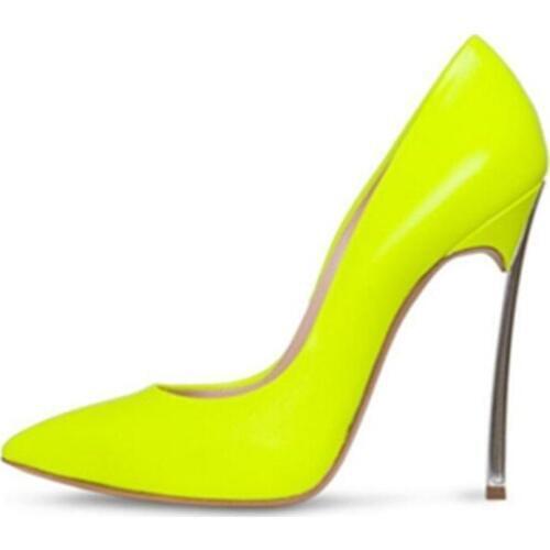 Shoes Woman Heels Spring Autumn Sexy Pointed Toe Shallow Pumps Metal Heel Slip On Female Party Dress Shoes Plus Size 43