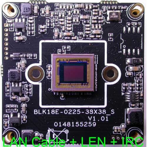 Enhanced night vision IPC 720P 1/3" IMX225 CMOS sensor Hi3518 CCTV IP camera module PCB board +LAN cable + M12 LEN + IRC