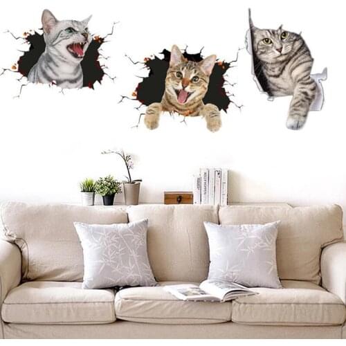 Waterproof 3D Cute Cat Car Sticker Wall Sticker Bathroom Toilet Funny Car Decoration