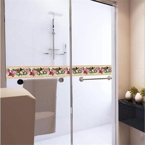 Waterproof DIY Removable Art Vinyl Wall Stickers Baseboard Flower Wall Sticker Kitchen Bathroom Mural Decal Home Decor