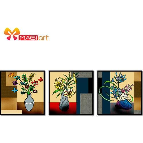 Cross stitch kits Embroidery needlework sets 11CT water soluble canvas patterns 14CT Mordern style Hand-painted flowers-NCMF141