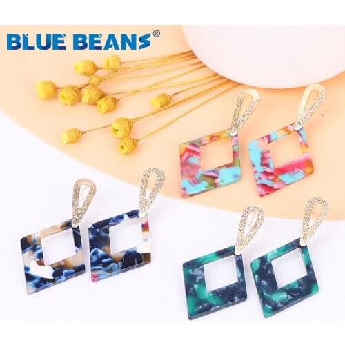 BLUE BEANS 2021 new Acrylic Earrings For Women Bohemia Fashion Colorful Jewelry Resin drop Earrings Party Statement wholesale
