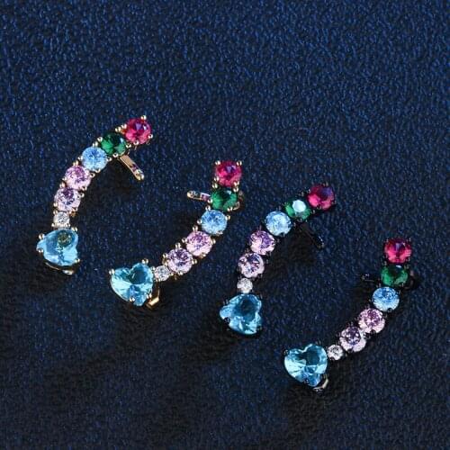 Lucky Sonny Instagram Brazil Earrings Brincos Mix Color Crystal Gold Black Color Semijoyas for Party Fashion Jewelry Ear Cuff