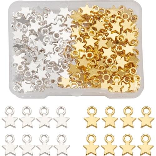 160pcs/Box Jewelry Tibetan Style Alloy Charms Star Mix Color For DIY Bracelet Necklace Earrings Anklets Making 10x8x2mm