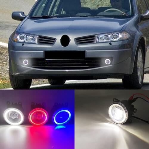 1 Pair 2 Functions Auto LED DRL Daytime Running Light Car Angel Eyes Fog Lamp Foglight For Renault Megane 2 II