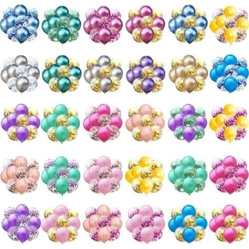 10pcs/lot Mix Confetti Balloons Happy Birthday Party Decoration Kids Adult Metallic baloon Helium Ball Wedding Birthday Ballons