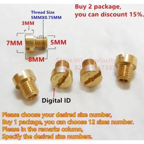12pcs main jet / pack)5MM threaded POLINI motorcycle carburetor main jet DELLORTO NC T5 JNC PHBG main injectors nozzle