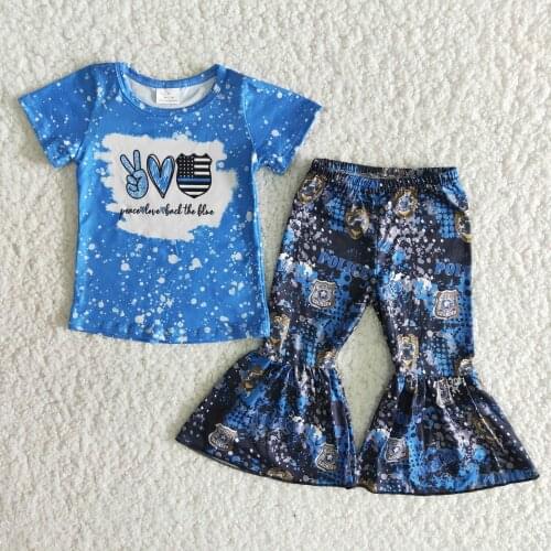 Toddler Baby Kid Girl Flag Outfits Little Girls Short Sleeve T-shirt Tops+Pant 2Pcs Clothing Set 1-4T Summer USA Clothes RTS
