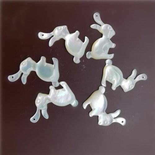 20PCS Cute Rabbit Mother pearl animal shell pendant jewelry 10*22mm shell pendant