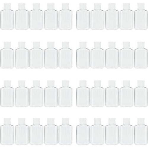 40 PCS 2 Oz 60 Ml Clear Refillable Flip Top PET Plastic Travel Bottle Container