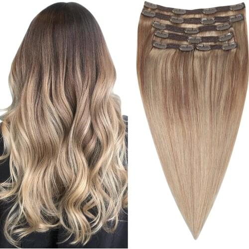 Clip in Human Hair Extensions Straight Remy Russian Hair 6PC 100G 120G