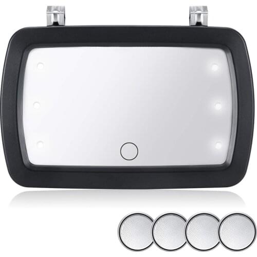 Car Sun Visor for General Motors Makeup Mirror Car Hd Interior Mirror 4-Piece Button Battery Led Light Finger Press Switch