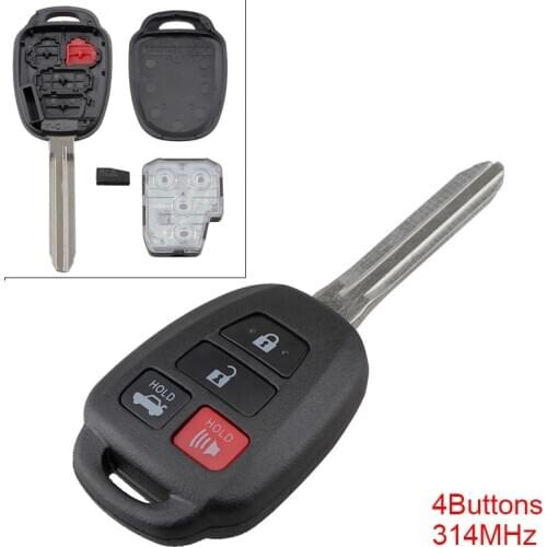 314MHz 4 Buttons Keyless Uncut Flip Remote Key Fob HYQ12BEL / HYQ12BDM with H Chip Fit for Toyota Camry Corolla 2014-2017