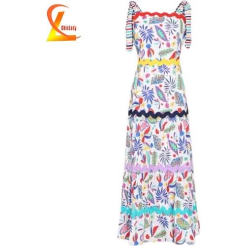 CHICLADY summer holiday beach casual vintage printed floral maxi dress for women casual daily clothing plus size resort dresses