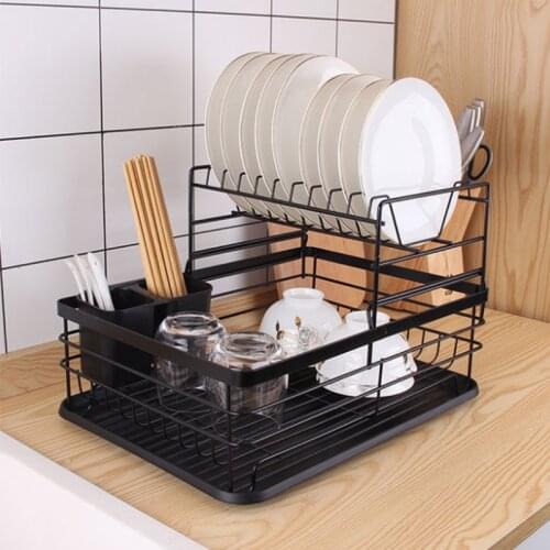 Stainless Steel Dish Drying Rack Kitchen Organizer Drainer Plate Holder Dish Shelf With Tray 2020 New