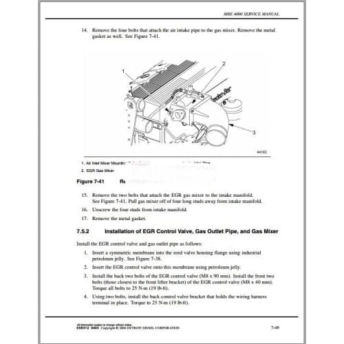 Detroit Diesel MBE 4000 Training Center Support Documentation