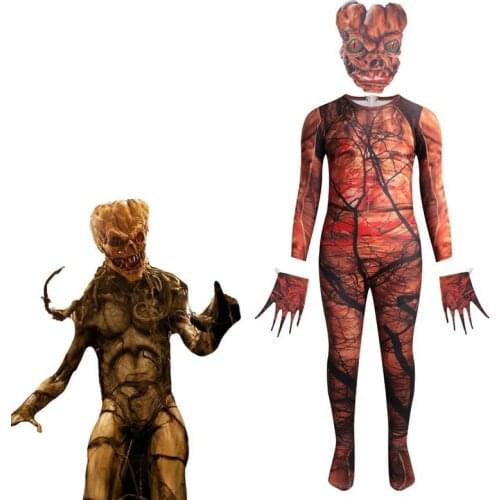 Kids Halloween Costumes Horror Pumpkin Treant Cosplay Boys Girls Bodysuit and Gloves Cartoon Disfraces Carnival Party Clothing