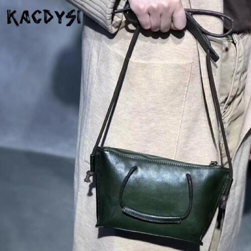 Real Leather Designer Womens Handbags Small Thin Crossbody Shoulder Bag Cowhide Quality Simple Casual Girls Tote Messenger Purse