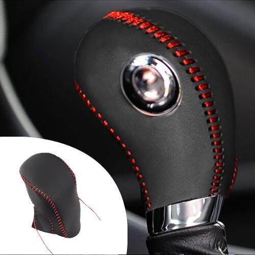 For HYUNDAI MoInca 2009 AT 1pc PU Leather Hand Brake Shift Knob Cover Gear Case Car Interior Decor Shift Knob Shell