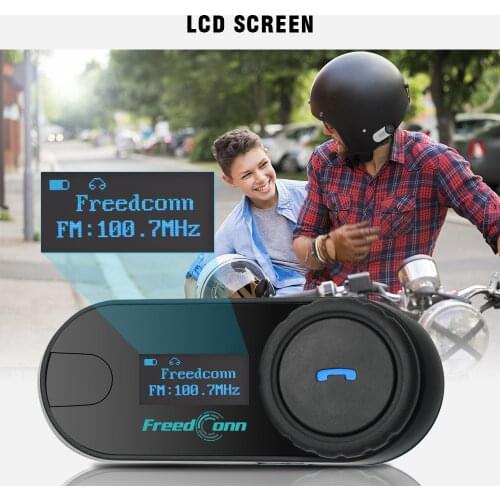 FreedConn 800M TCOM-SC Motorcycle Bluetooth Helmets Wireless Intercom Headset Interphone Headphone with Screen+FM Radio