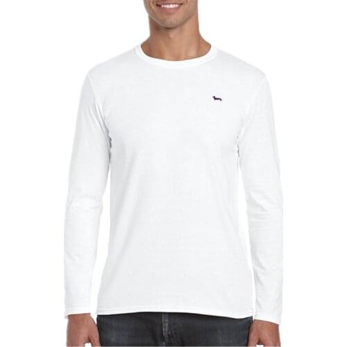 New Spring Soft Men T shirt 100%cotton O-neck Casual Solid Long Sleve Embroidery T-shirt Harmont Mens Blaine Shirts