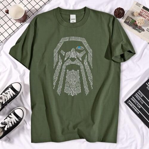 Odin Vikings T Shirt Men Odin Men Cotton Tees Short Sleeve Tops Retro Adult T-Shirt Mens 2019 New Summer Print Hip Hop T-Shirt