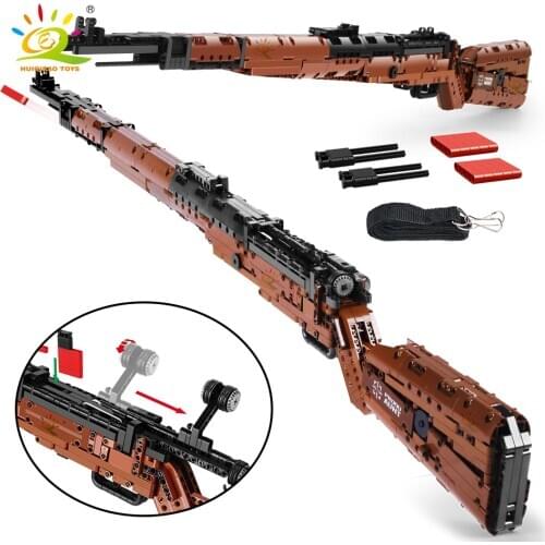 HUIQIBAO 1025+PCS PUBGS 98K Sniper Rifle Technical Model Building Blocks Set Assembly Bricks City DIY Game Gun Toys For Children