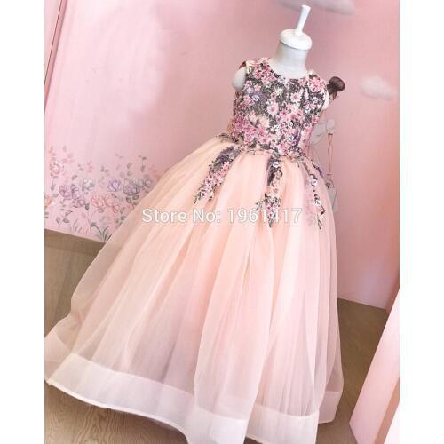 Customized Appliques Girls Dresses for Wedding Ball Gowns Pageant Gown Girls First Communion Dresses AG0271