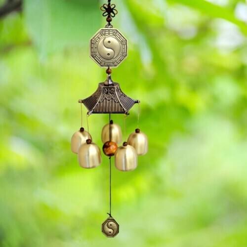 Lucky Wind Chimes Feng Shui Wind The Eight Trigrams Pure copper wind chime Bell Good Luck Home Garden Hanging Decoration Gift