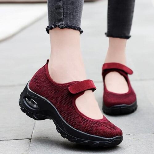 Large Size Platform Air Cushion Sneakers Sock Woman Sport Shoes Woman Running Shoes for Women Sports Shoes Lady Red Gym GME-1812