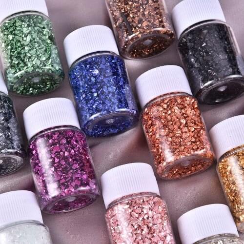 Small Bottle of Nail Art Design Glass Broken Stone Irregular Fragments Epoxy Filling Sand Painting Decoration Nail Accessories
