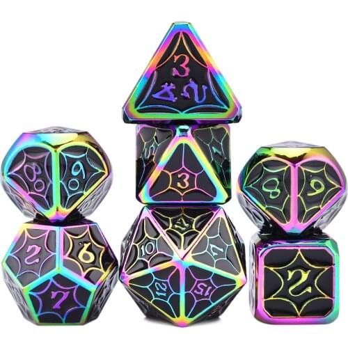 New Metal DnD Dice Set,Polyhedral RPG Dice D4 D6 D8 D10 D% D12 D20 with Drawstring Bag for Role Playing Games DND MTG Pathfinder